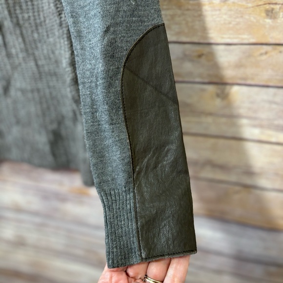 Eileen Fisher Scoop Neck Sweater With Leather Trim - Picture 5 of 8